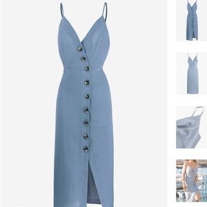 Button down midi dress blue